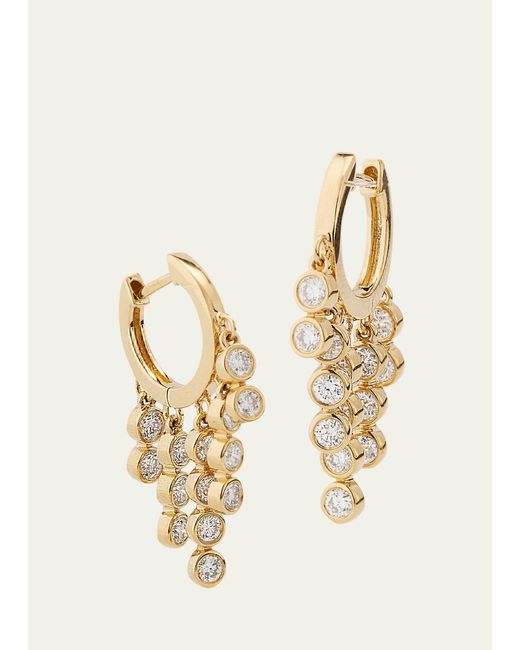 Sydney Evan Natural 14k Yellow Gold Graduated Fringe Bezel Diamond Huggie Hoop Earrings
