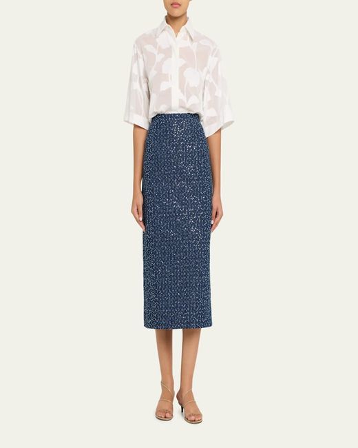 Michael Kors Women's Natural Button-Down Floral Burnout Cotton Shirt