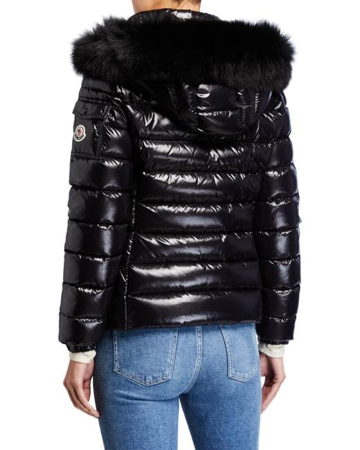 Moncler Bady Puffer Jacket W/ Fur-trim Hood in Black - Lyst