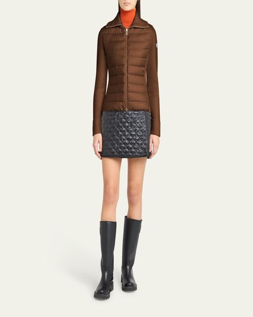 Moncler Brown Padded Wool Zip-Up Cardigan