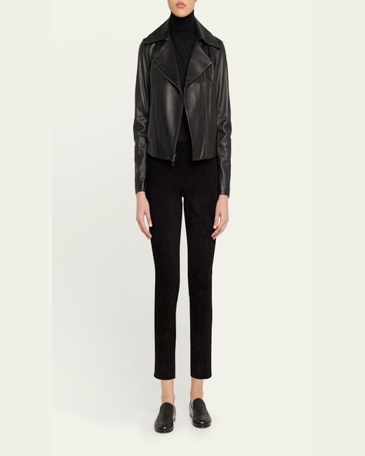 Vince Black Stretch-Suede Split Hem Crop Pants