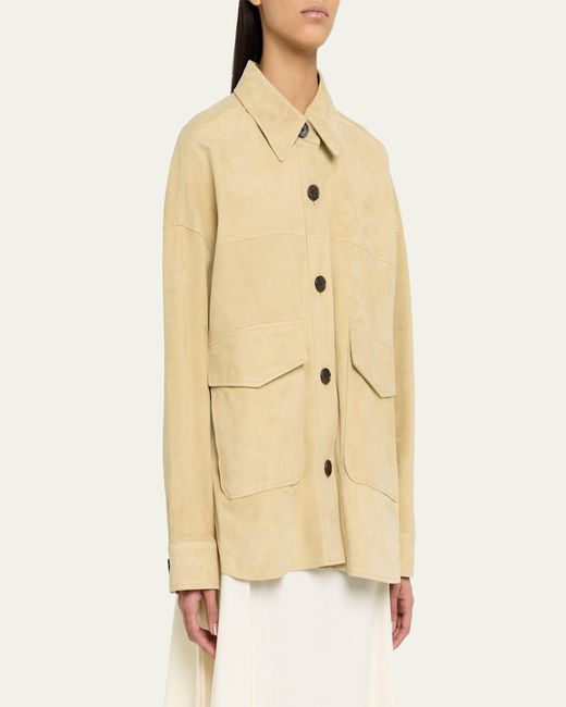 Arma Natural Kaylee Button-Down Lambskin Suede Jacket