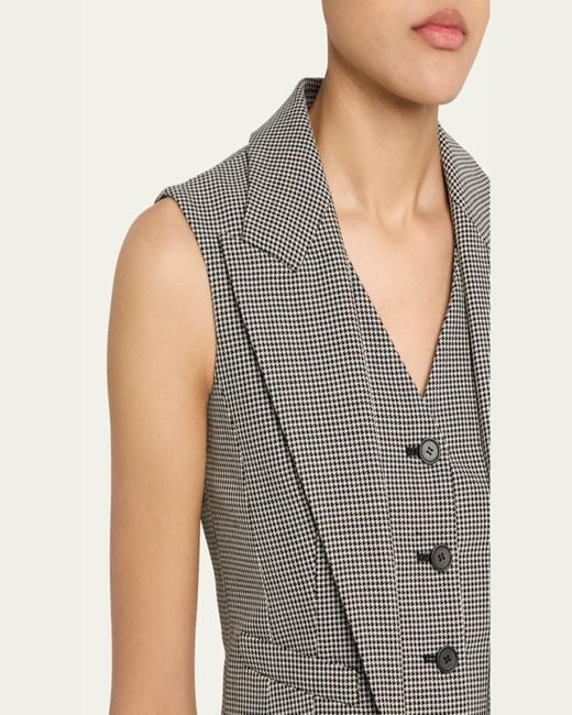 Alexander McQueen Gray Upturned Lapel Single-Breasted Houndstooth Vest