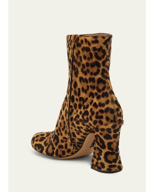 Loewe Brown Leopard Print Ankle Boots 85