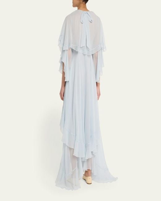collia silk chiffon maxi dress LoveShackFancy Collia Silk Chiffon Maxi Dress in Blue