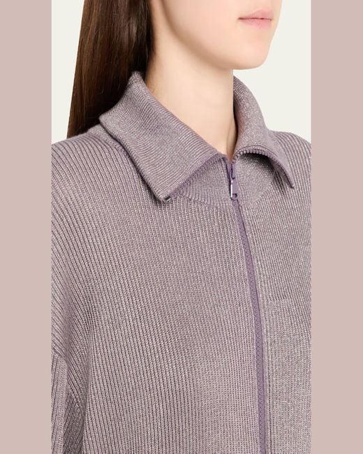 Brunello Cucinelli Brown Sparkly Zip Jacket