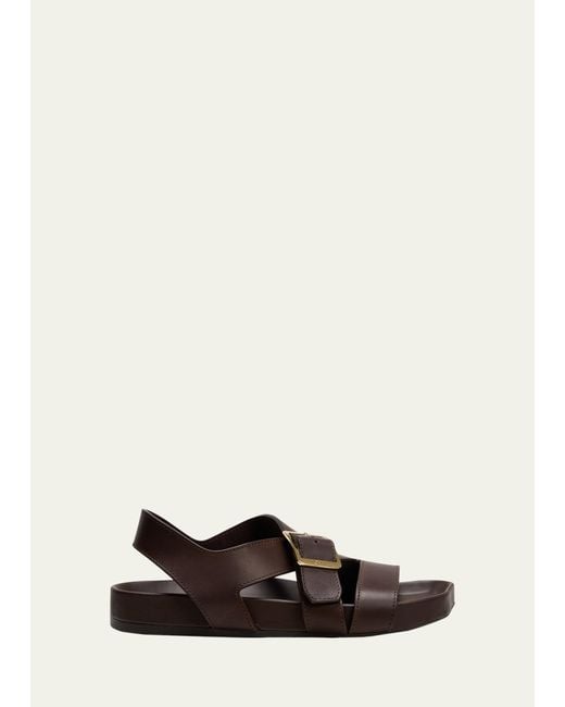 Loewe White Ease Leather Buckle Sandals for men