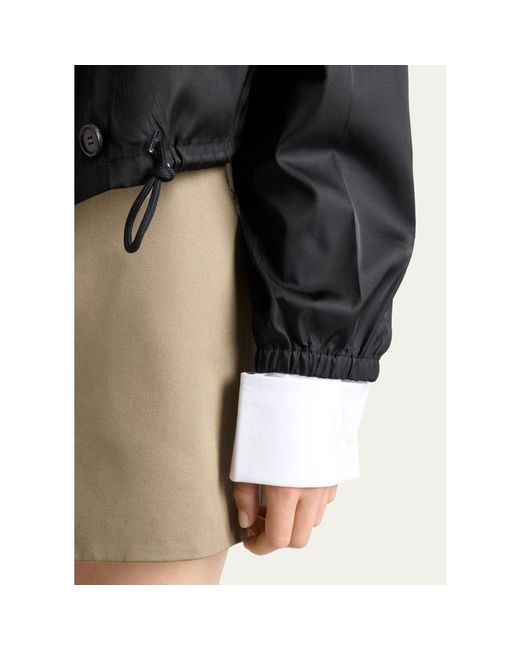 Prada Black Logo Drawstring-Hem Jacket