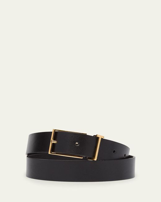 Tom Ford Black Leather T Loop Belt for men