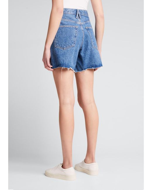 SLVRLAKE Denim Dakota High rise Relaxed Cut off Shorts in Blue Lyst