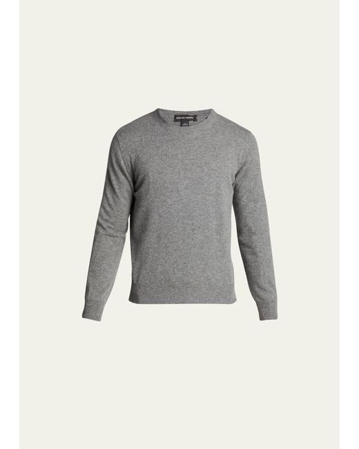 Bergdorf Goodman Gray Solid Cashmere Crewneck Sweater for men