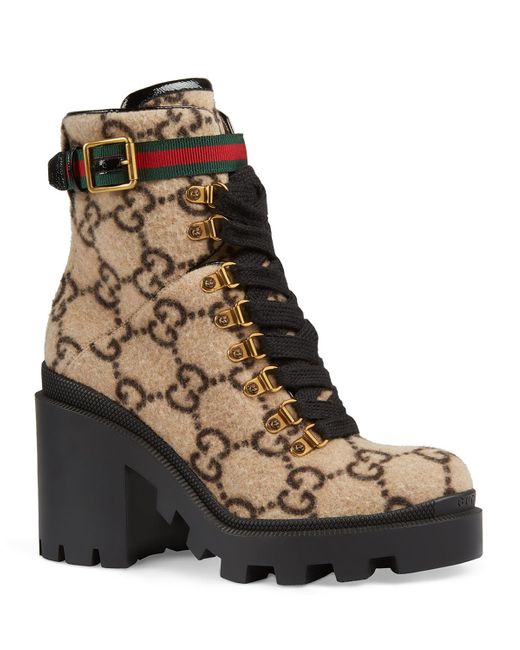 Gucci GG Wool Ankle Boot in Brown - Save 12% - Lyst
