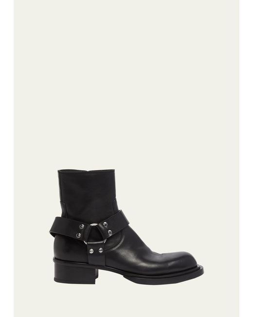 Alexander McQueen Black Cuban Stack Leather Ankle Boots for men