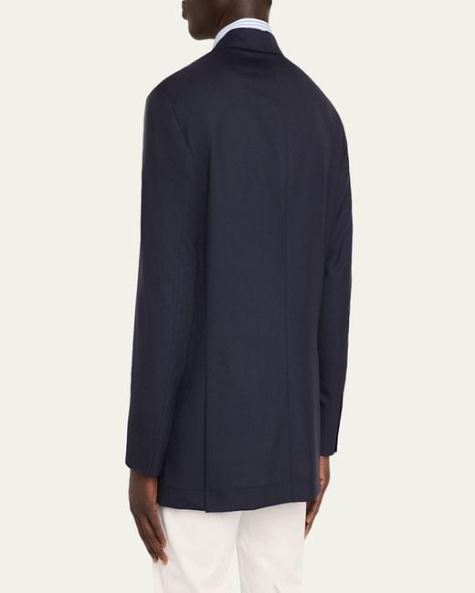 Brunello Cucinelli Blue Virgin Wool Double-Breasted Jacket for men