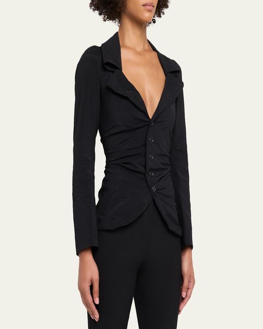 Junya Watanabe Blue Crinkled Button-Down Jacket