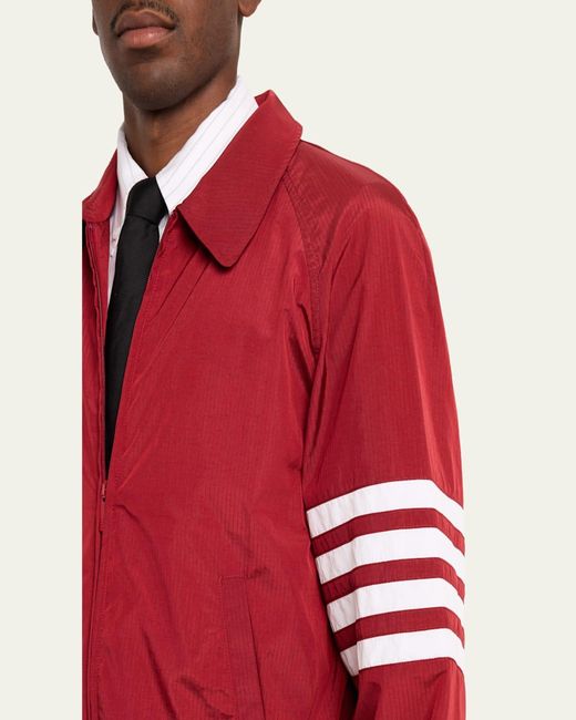 Thom Browne Red Ripstop 4-Bar Full-Zip Jacket for men
