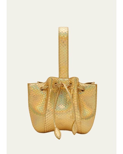 Alaïa Natural Rose Marie Metallic Snake-embossed Shoulder Bag
