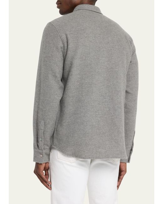God's True Cashmere Gray Grey Solid Cashmere Shirt for men