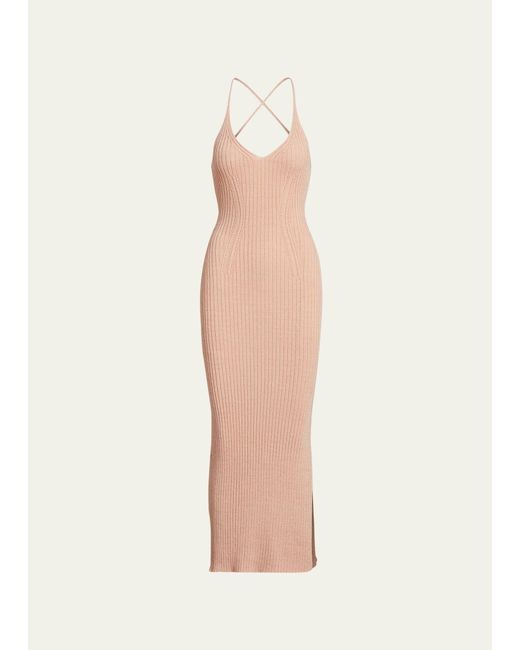 Ralph Lauren Collection White Ribbed Backless Cocktail Dress