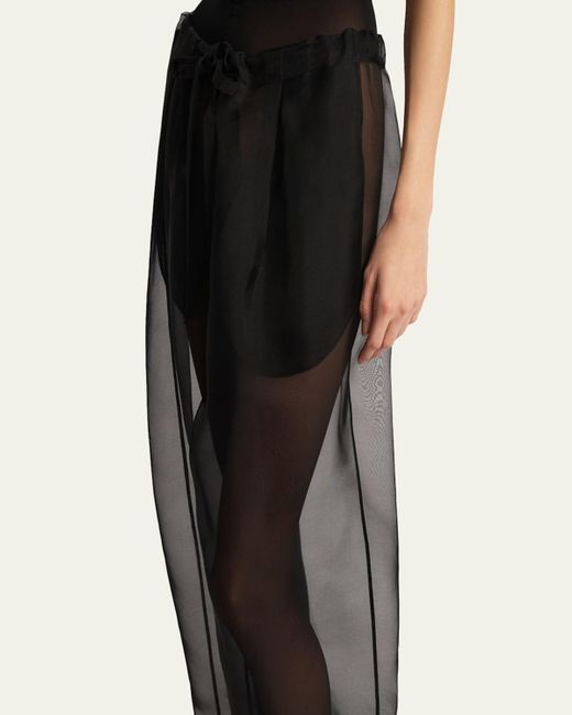 Khaite Black Trenton Drawstring Sheer Pants