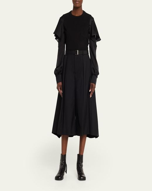 Sacai Black Puller Leather Ankle Booties