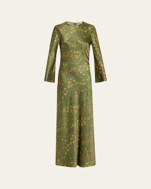 Veronica Beard Gemma Floral Long-Sleeve Maxi Dress in Green | Lyst