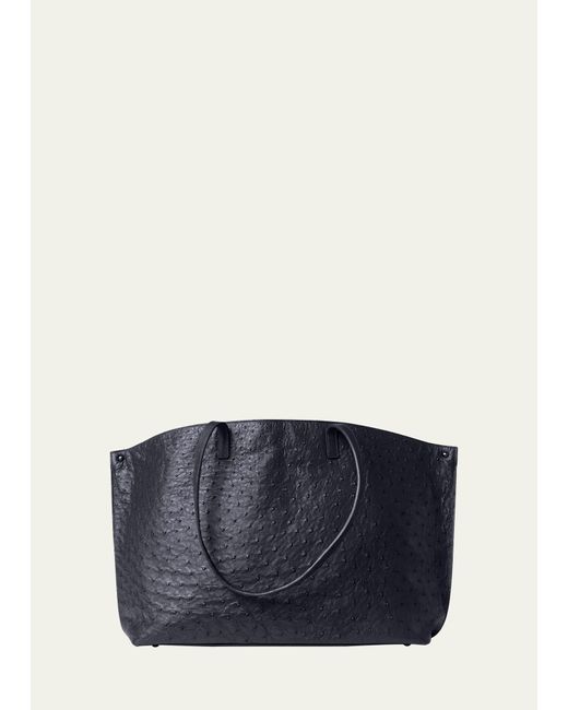 Akris Blue Ai Medium Ostrich Shoulder Bag
