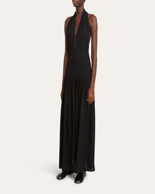 Proenza Schouler Black Tala Halter Viscose Georgette Dress