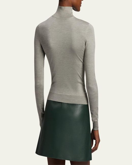 Ralph Lauren Gray Stretch Silk Jersey Mockneck Sweater