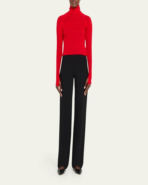Victoria Beckham Red Turtleneck Raglan Long-Sleeve Sweater