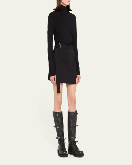 Miu Miu Antic Buckle Distressed Leather Knee-High Boots in Miu Miu Antic Buckle Distressed Leather Knee-High Boots in