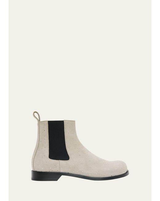 Loewe White Campo Suede And Crystal Chelsea Boots for men