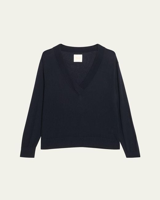 Twp Blue Perfect Deep V Wool Sweater