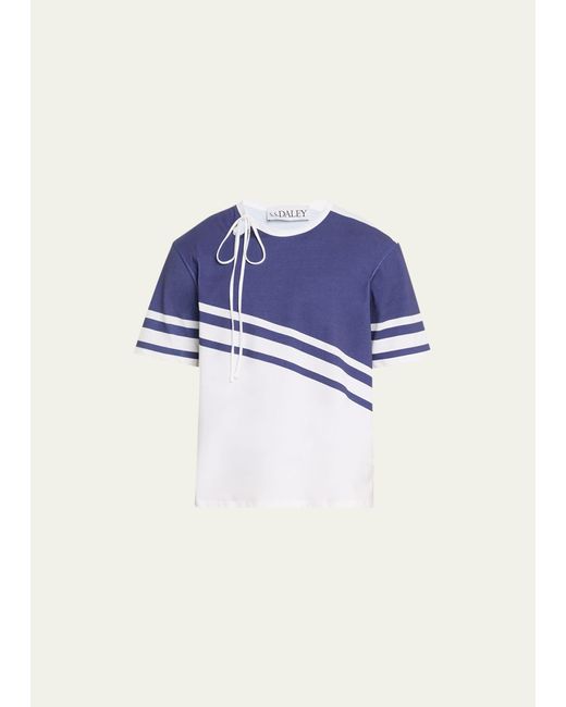 S.S.Daley Blue Toby Striped T-shirt With Neck Tie for men