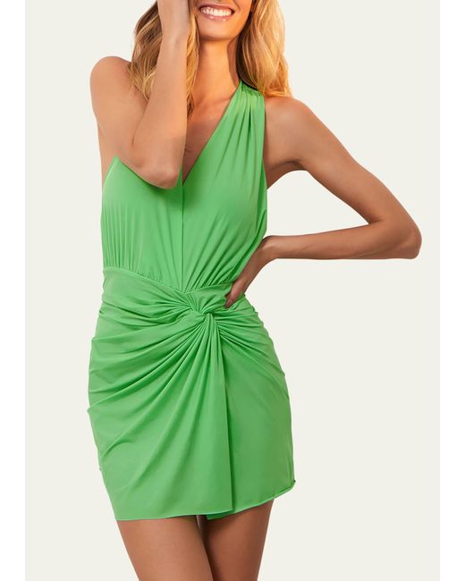 ViX Green Solid Karina Mini Dress Coverup