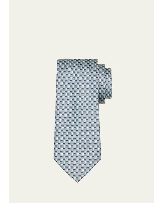 Brioni Blue Silk Jacquard Geometric Tie for men
