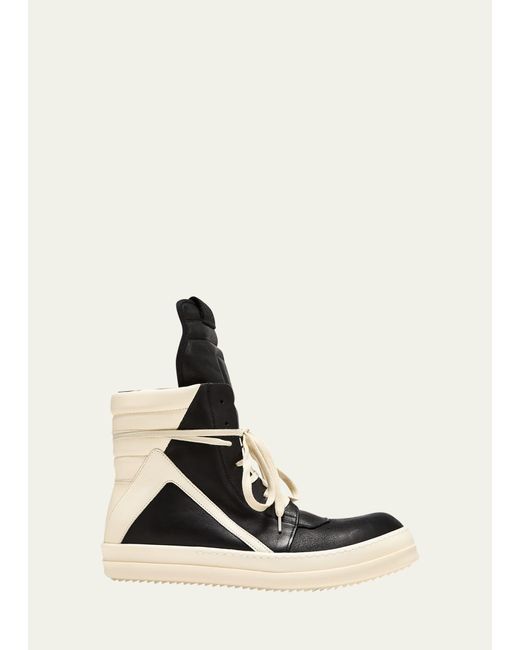 Rick Owens White Geobasket Bicolor Leather High-top Sneakers for men