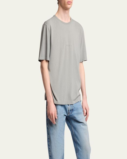 Saint Laurent Gray Basic Logo T-Shirt for men