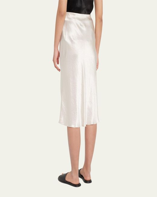 Vince White Satin Slip Midi Skirt