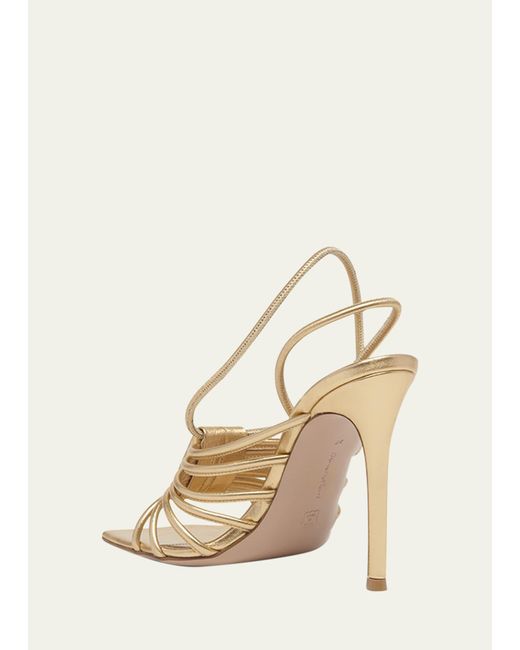 Gianvito Rossi Natural Metallic Strappy Caged Slingback Sandals