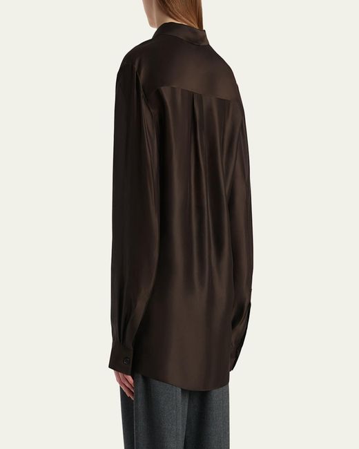 Khaite Black Auryn Button-Down Twill Top