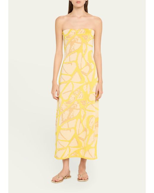 Alexis Yellow Pollie Strapless Knit Midi Dress