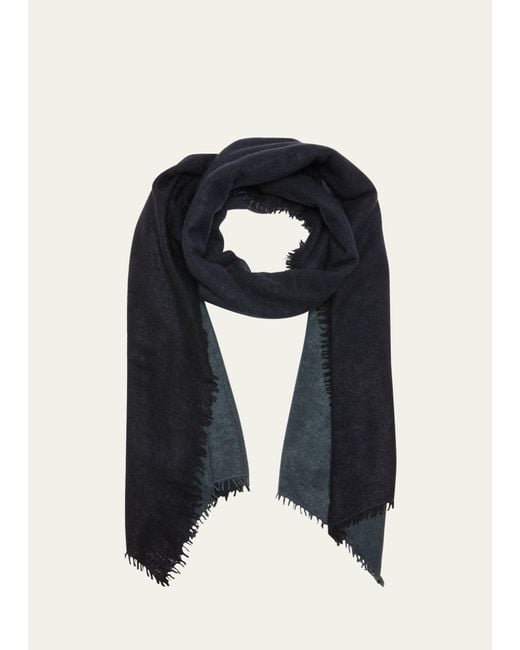 Denis Colomb Blue Fuzzy Feture Two-tone Cashmere Scarf