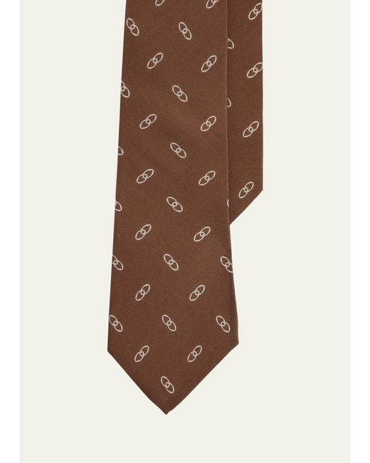 Ralph Lauren Brown Linked Ovals Silk Tie for men