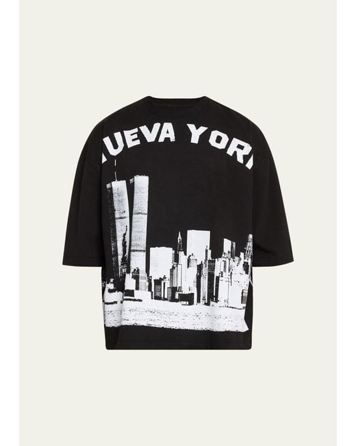 Willy Chavarria Black Nuevo York Skyline Boxy T-shirt for men