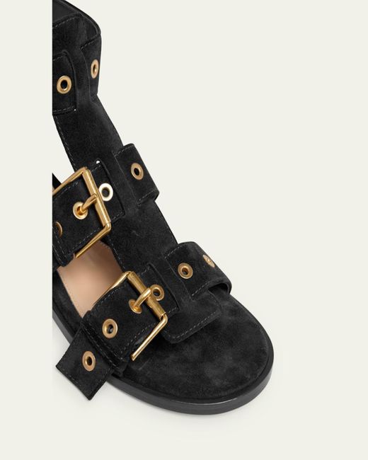 Gianvito Rossi Natural Suede Buckle And Grommet Gladiator Sandals