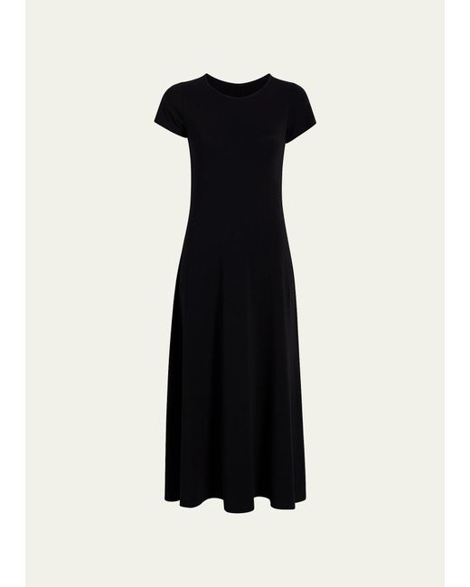 Another Tomorrow Black Cotton Fitted Tee Dress