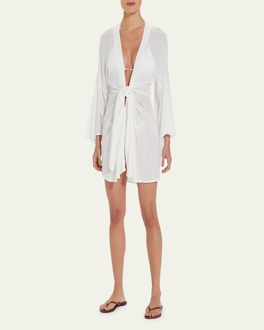 ViX White Solid Perola Knot Short Coverup