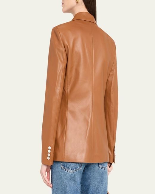 Ralph Lauren Brown Camden Leather Double-Breasted Jacket