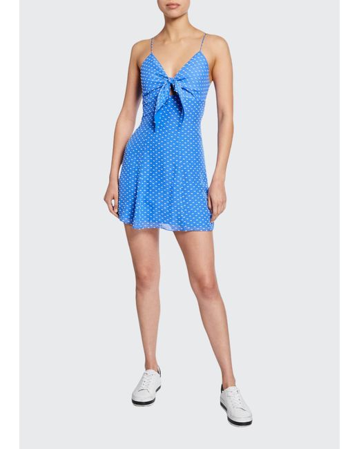 Alice + Olivia Blue Roe Tie-front Sleeveless Mini Dress
